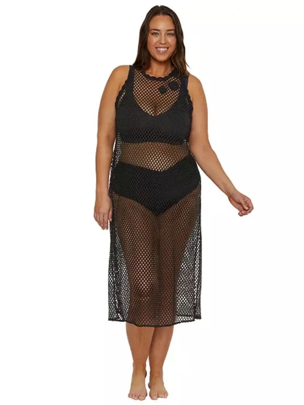 Becca Women's Castaway Island Crocheted Cover-Up Dress NEW